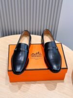 Hermes Paris Loaferss H Buckle Black For Men - Image 3