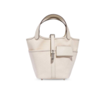 Hermes Picotin Lock 18 Pocket Top Handle Bag 7.1in/ 18cm White Silver Hardware For Women