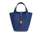 Hermes Picotin Lock 18 Top Handle Bag 7.1in/ 18cm Blue Saphir Gold Hardware For Women