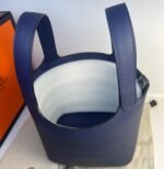 Hermes Picotin Lock 18 Top Handle Bag 7.1in/ 18cm Blue Saphir Gold Hardware For Women - Image 6