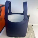 Hermes Picotin Lock 18 Top Handle Bag 7.1in/ 18cm Blue Saphir Gold Hardware For Women - Image 4