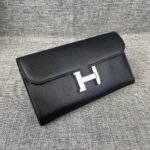 Hermes Constance Togo Long Wallet 20cm/7.9in Silver Toned Hardware For Women Black - Image 2
