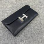Hermes Constance Togo Long Wallet 20cm/7.9in Silver Toned Hardware For Women Black - Image 3