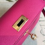 Hermes Mini Kelly Pink For Women Gold Toned Hardware 7.5in/19cm - Image 5