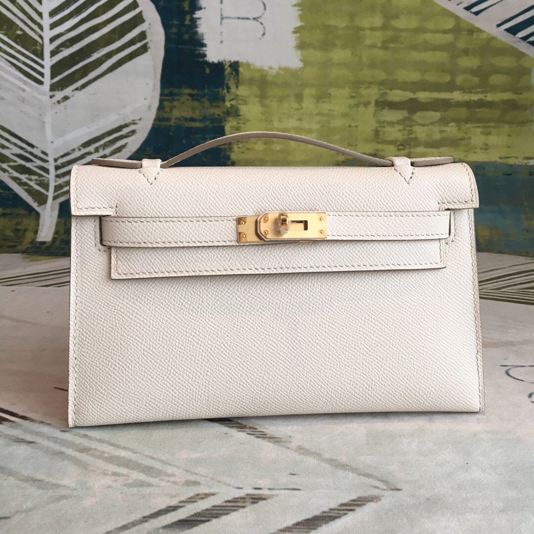 IMG_6692-2.jpg Hermes Kelly Pochettee White For Women Gold Toned Hardware 8.5in/22cm - Image 1