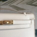 Hermes Kelly Pochettee White For Women Gold Toned Hardware 8.5in/22cm - Image 4