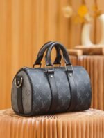 Louis Vuitton Keepall Bandouliere 25 Travel Bag 9.8in/ 25cm Black Silver Hardware M46271 - Image 7