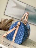 Louis Vuitton Keepall Bandouliere 45 Travel Bag 17.7in/ 45cm Blue Denim Gold Hardware M24315 - Image 5