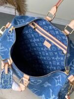 Louis Vuitton Keepall Bandouliere 45 Travel Bag 17.7in/ 45cm Blue Denim Gold Hardware M24315 - Image 7