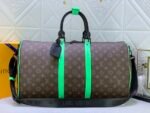 Louis Vuitton Keepall Bandouliere 50 Travel Bag 19.7in/ 50cm Brown/ Green Monogram Black Hardware M46259 - Image 3