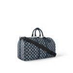 Louis Vuitton Keepall Bandouliere 50 Travel Bag 19.7in/ 50cm Blue Black Hardware M24953 - Image 3