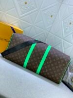 Louis Vuitton Keepall Bandouliere 50 Travel Bag 19.7in/ 50cm Brown/ Green Monogram Black Hardware M46259 - Image 6