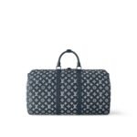Louis Vuitton Keepall Bandouliere 50 Travel Bag 19.7in/ 50cm Blue Black Hardware M24953 - Image 4