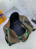 Louis Vuitton Keepall Bandouliere 50 Travel Bag 19.7in/ 50cm Brown/ Green Monogram Black Hardware M46259 - Image 8