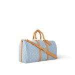 Louis Vuitton Keepall Bandouliere 45 Travel Bag 17.7in/ 45cm Sky Blue Denim Gold Hardware M25334 - Image 3