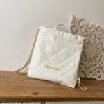 Chanel 22 Large Backpack 20in/ 51cm White Gold Hardware For Women AS3313 B08037 10601 - Image 2