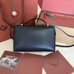 Loro Piana Extra L27 Top Handle Bag  0.6in/ 27cm Black Gold Hardware For Women FAN3462 8000 - Image 4