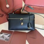 Loro Piana Extra L27 Top Handle Bag  0.6in/ 27cm Black Gold Hardware For Women FAN3462 8000 - Image 3