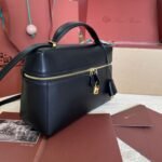 Loro Piana Extra L27 Top Handle Bag  0.6in/ 27cm Black Gold Hardware For Women FAN3462 8000 - Image 5
