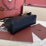 Loro Piana Extra L27 Top Handle Bag  0.6in/ 27cm Black Gold Hardware For Women FAN3462 8000 - Image 8