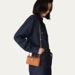 Loro Piana Extra Pocket Mini Pouch Top Handle 5.9in/ 15cm Cognac Gold Hardware For Women FAN9926_E0DA - Image 2