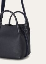 Loro Piana Micro Bale Top Handle Bag 5.2in/ 13cm Navy Blue Silver Hardware For Women FAN4647 W000 - Image 6