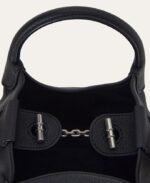 Loro Piana Micro Bale Top Handle Bag 5.2in/ 13cm Navy Blue Silver Hardware For Women FAN4647 W000 - Image 7