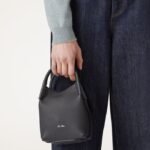Loro Piana Micro Bale Top Handle Bag 5.2in/ 13cm Navy Blue Silver Hardware For Women FAN4647 W000 - Image 2