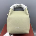 Loro Piana Bale Small Top Handle Bag 6.7in/ 17cm Light Wasabi Silver Hardware For Women FAN8964 50YB - Image 4