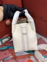 Loro Bale Whisper Small Top Handle Bag 6.7in/ 17cm White Silver Hardware For Women FAN89641615 - Image 8