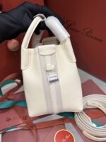 Loro Bale Whisper Small Top Handle Bag 6.7in/ 17cm White Silver Hardware For Women FAN89641615 - Image 9