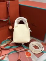 Loro Bale Whisper Small Top Handle Bag 6.7in/ 17cm White Silver Hardware For Women FAN89641615 - Image 11
