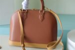 Louis Vuitton Alma PM Top Handle Bag 12.6in/ 32cm Brown Gold Hardware For Women - Image 3