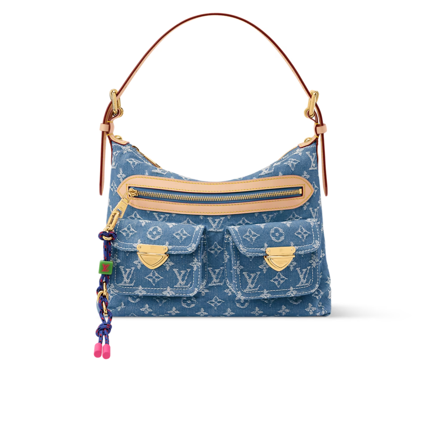 Louis-Vuitton-Baggy-Shoulder-Bag-Blue-Denim-M27329-1.png Louis Vuitton Baggy Shouder Bag 11.8in/ 30cm Denim Blue Gold Hardware For Women M27329 - Image 1