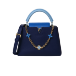 Louis Vuitton Capucines MM Top Handle Bag 12.4in/ 32cm Blue Gold Hardware For Women
