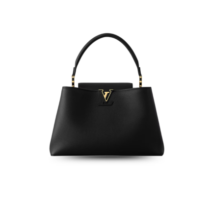 Louis Vuitton Capucines Souple MM Top Handle Bag 13in/ 33cm Black Gold Hardware For Women M14370