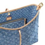 Louis Vuitton CarryAll MM Shoulder Bag 15.4in/ 39cm Blue Denim Gold Hardware For Women M46855 - Image 4