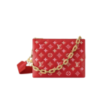 Louis Vuitton Coussin PM Shoulder Bag 10.2in/ 26cm Red Gold Hardware For Women M22397
