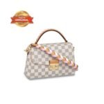 [True-to-ORIGINAL] Louis Vuitton Croisette Damier Azur Canvas Pink Bags For Women 9.8in/25cm - N50053