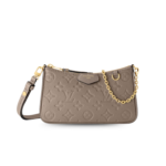 Louis Vuitton Easy Pouch On Strap Monogram Empreinte Creme Crossbody Bag 7.5in/ 19cm Grey Gold Hardware For Women‎