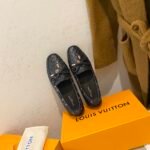 Louis Vuitton Gloria Flat Loafer Black For Women 1A658D - Image 6