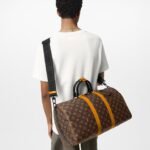 [True-to-ORIGINAL] Louis Vuitton Keepall Bandouliere 45 Travel Bag 17.7in/ 45cm Brown Black Hardware M46703 - Image 4