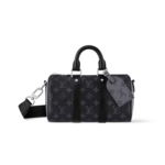 Louis Vuitton Keepall Bandouliere 25 Travel Bag 9.8in/ 25cm Black Silver Hardware M46271