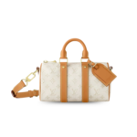 Louis Vuitton Keepall Bandouliere 25 Travel Bag 9.8in/ 25cm Off-White Gold Hardware M15076