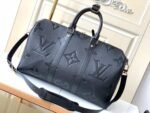 [True-to-ORIGINAL] Louis Vuitton Keepall Bandouliere 45 Travel Bag 17.7in/ 45cm Black Gold Hardware M45532 - Image 3