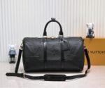 Louis Vuitton Keepall Bandouliere 45 Travel Bag 17.7in/ 45cm Black Gold Hardware M45532 - Image 3