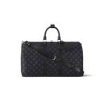 Louis Vuitton Keepall Bandouliere 45 Travel Bag 17.7in/ 45cm Black Monogram Eclipse Silver Hardware M40569