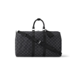 Louis Vuitton Keepall Bandouliere 45 Travel Bag 17.7in/ 45cm Black Damier Graphite Silver Hardware N41418