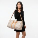Louis Vuitton Keepall Bandouliere 45 Travel Bag 17.7in/ 45cm Damier Azur Gold Hardware N41430 - Image 2