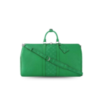 Louis Vuitton Keepall Bandouliere 45 Travel Bag 17.7in/ 45cm Green Silver Hardware M31046